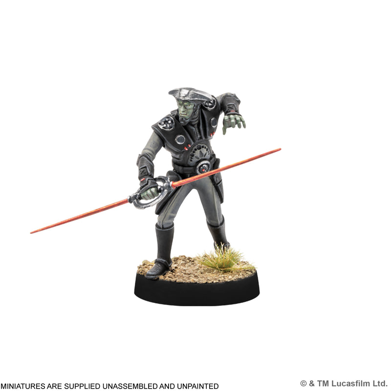 Load image into Gallery viewer, Star Wars: Legion – Fifth Brother &amp; Seventh Sister - Fifth Brother miniature displayed with note that miniatures are supplied unassembled and unpainted. 
