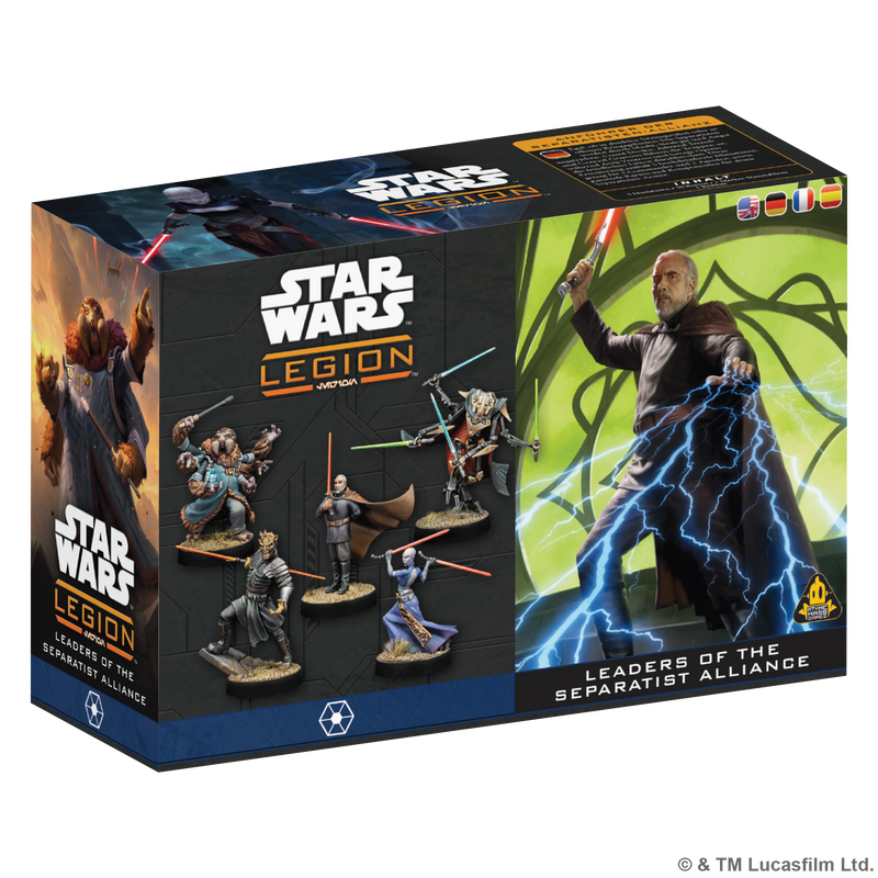 Load image into Gallery viewer, Star Wars: Legion – Leaders of the Separatist Alliance - Front of box featuring images of Star Wars miniatures. 
