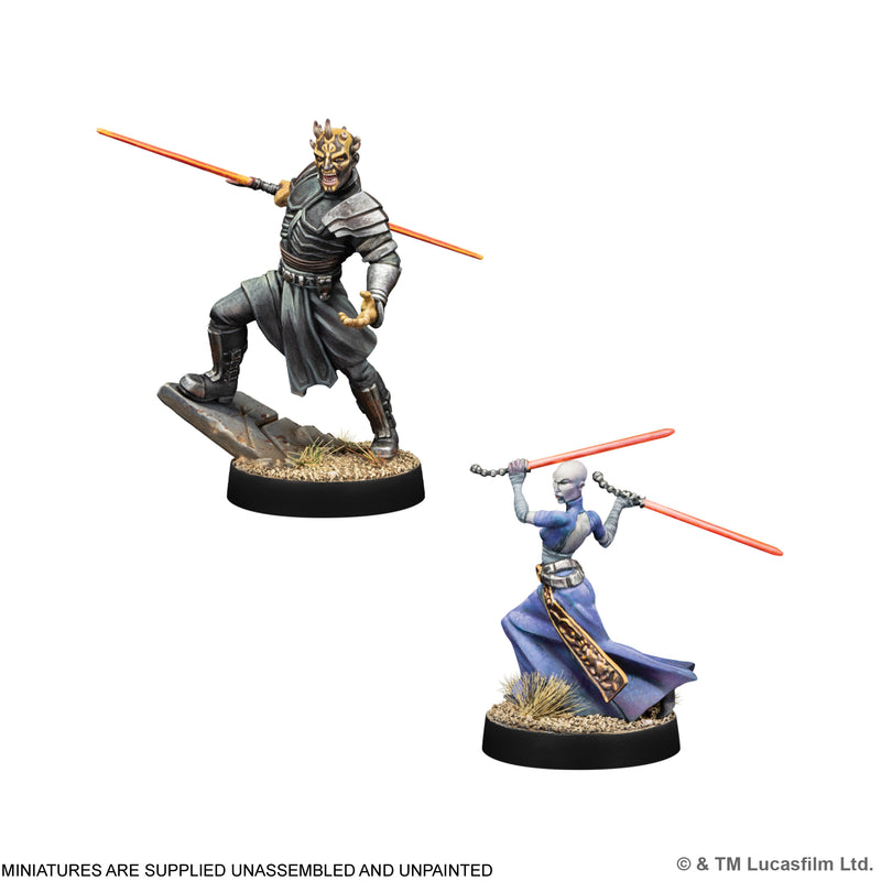 Load image into Gallery viewer, Star Wars: Legion – Leaders of the Separatist Alliance - Sample miniatures displayed with note that miniatures are supplied unassembled and unpainted.
