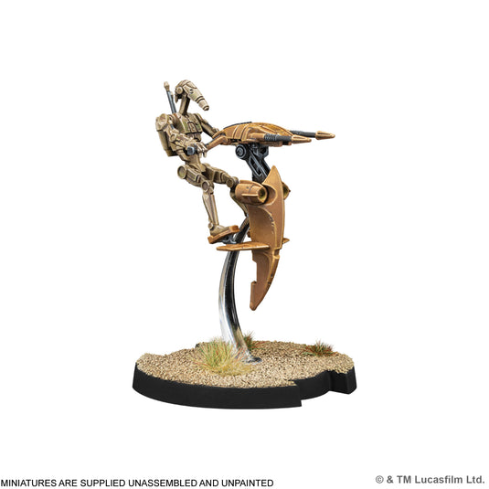 Star Wars: Legion – STAP Riders - Painted STAP Rider miniature displayed with note that miniatures are supplied unassembled and unpainted. 