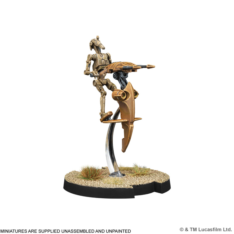 Load image into Gallery viewer, Star Wars: Legion – STAP Riders - Painted STAP Rider miniature displayed with note that miniatures are supplied unassembled and unpainted. 
