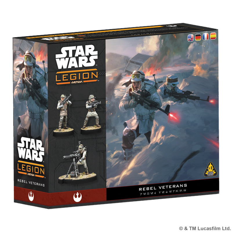Load image into Gallery viewer, Star Wars: Legion – Rebel Veterans - front of box with art of Star Wars characters and images of miniatures.
