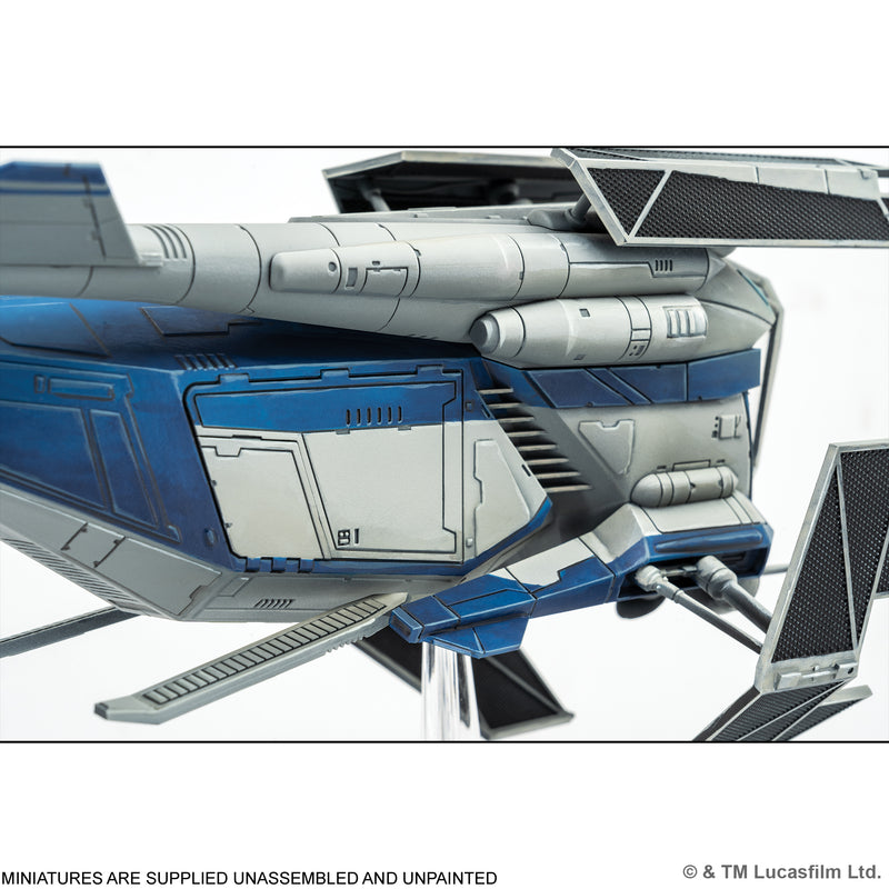 Load image into Gallery viewer, Star Wars: Legion – LAAT-le Patrol Transport - View of side of miniature showing detail work. 
