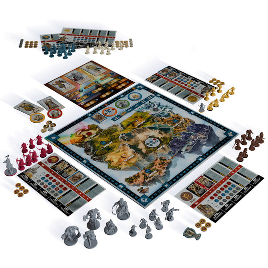 Blood Rage: Valhalla - Setup game displayed including game board and miniatures. 