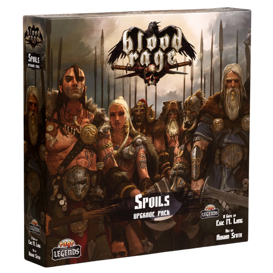 Blood Rage - Spoils - Front of box featuring art of Viking warriors with title in white text.