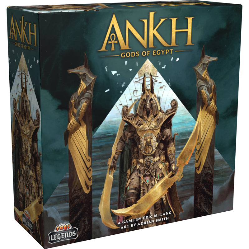 Load image into Gallery viewer, Ankh: Gods of Egypt 2nd Edition - Front of box featuring art of Egyptian god with title written in gold text.
