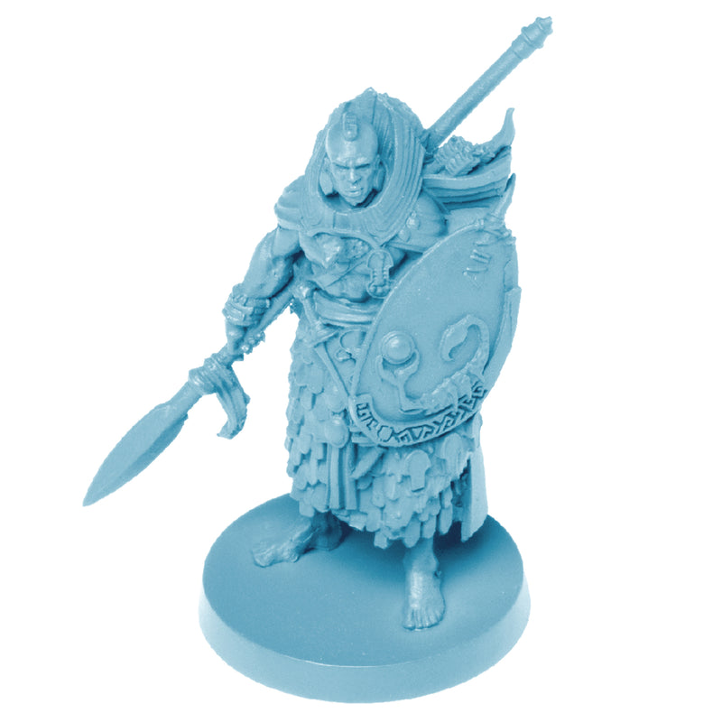 Load image into Gallery viewer, Ankh: Gods of Egypt 2nd Edition - character miniature displayed with spear and shield.
