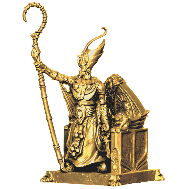 Load image into Gallery viewer, Ankh Eternal Expansion - View of gold colored pharaoh miniature.

