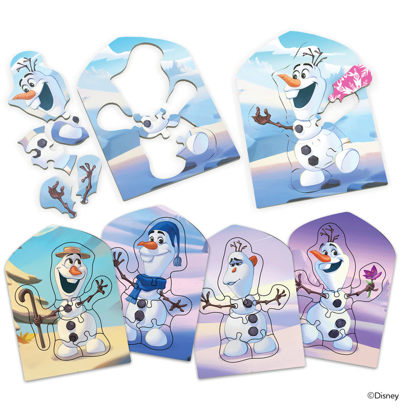 Load image into Gallery viewer, Disney Frozen - Olaf Mix-Up! Card Game - View of Olaf frames with different art of Olaf on each frame. 
