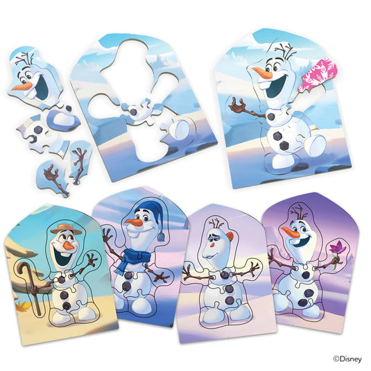 Disney Frozen - Olaf Mix-Up! Card Game - View of Olaf frames with different art of Olaf on each frame. 