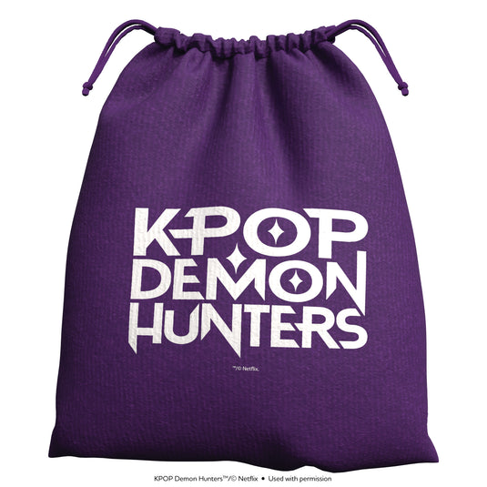KPop Demon Hunters: Battle for the Spotlight - Purple draw bag with KPop Demon Hunters branding on front. 