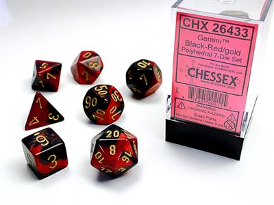 Gemini® Polyhedral Black-Red/gold 7-Die Set