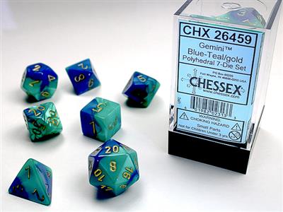 Gemini® Polyhedral Blue-Teal/gold 7-Die Set