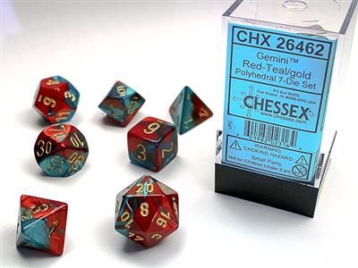 Gemini® Polyhedral Red-Teal/gold 7-Die Set