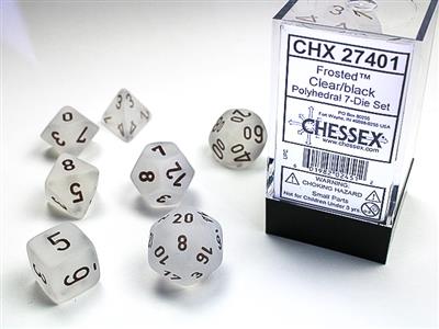 Frosted™ Polyhedral Clear/black 7-Die Set