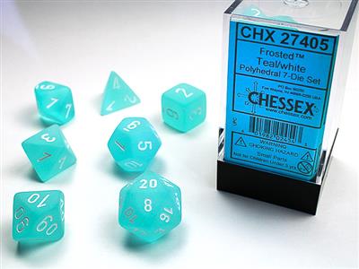 Frosted™ Polyhedral Teal/white 7-Die Set