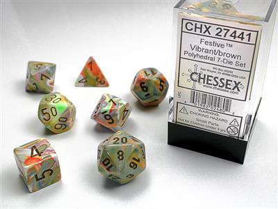 Festive® Polyhedral Vibrant/brown 7-Die Set