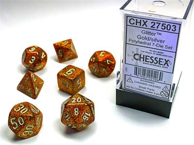 Glitter Polyhedral Gold/silver 7-Die Set