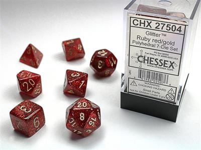 Glitter Polyhedral Ruby/gold 7-Die Set