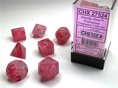 Ghostly Glow™ Polyhedral Pink/silver 7-Die Set