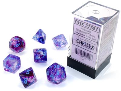 Load image into Gallery viewer, Nebula® Polyhedral Nocturnal™/blue Luminary™ 7-Die Set
