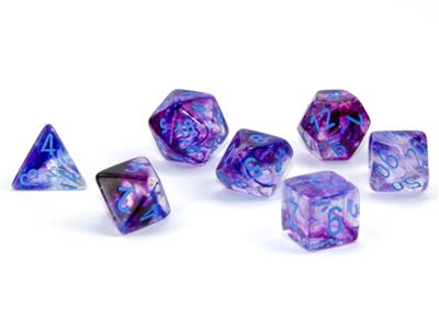 Load image into Gallery viewer, Nebula® Polyhedral Nocturnal™/blue Luminary™ 7-Die Set
