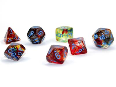 Load image into Gallery viewer, Nebula® Polyhedral Primary™/blue Luminary™ 7-Die Set
