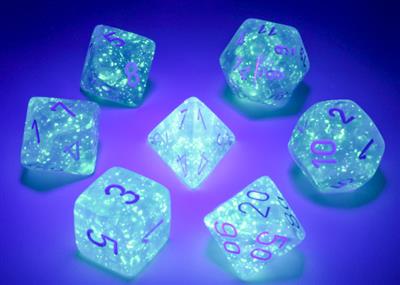 Load image into Gallery viewer, Borealis® Polyhedral Sky Blue/white Luminary™ 7-Die Set
