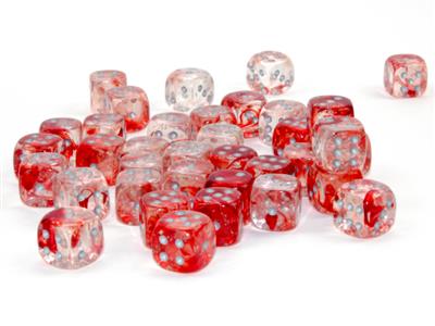 Load image into Gallery viewer, Nebula® 12mm d6 Red/silver Luminary™ Dice Block™ (36 dice)
