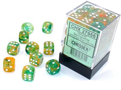 Nebula® 12mm d6 Spring/white Luminary™ Dice Block™ (36 dice)