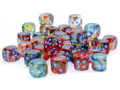 Load image into Gallery viewer, Nebula® 12mm d6 Primary™/blue Luminary™ Dice Block™ (36 dice)
