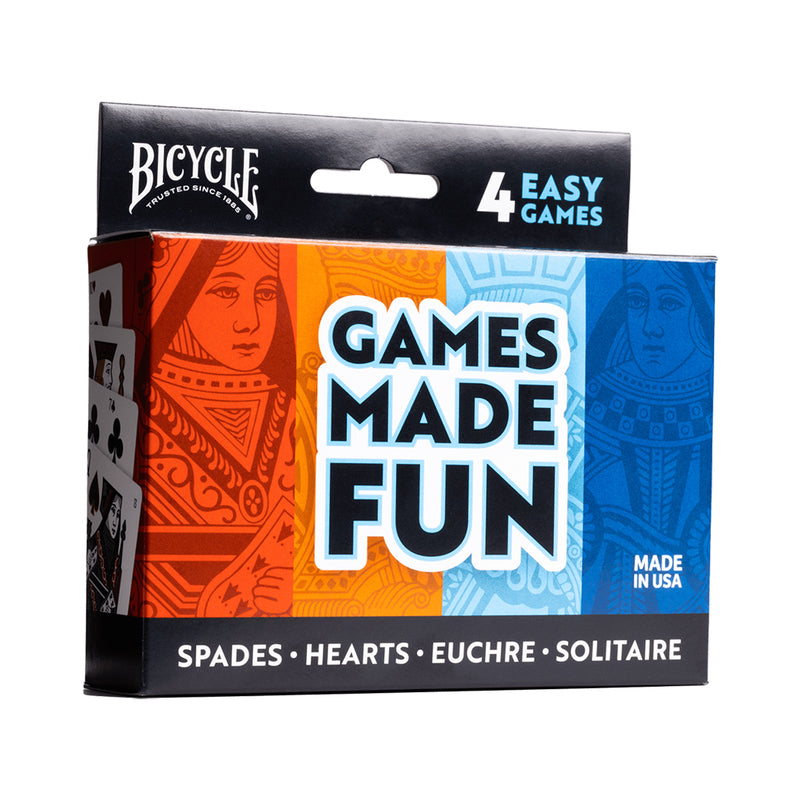 Load image into Gallery viewer, Bicycle 4-Game Pack (Hearts Spades Euchre and Solitaire) Playing Cards
