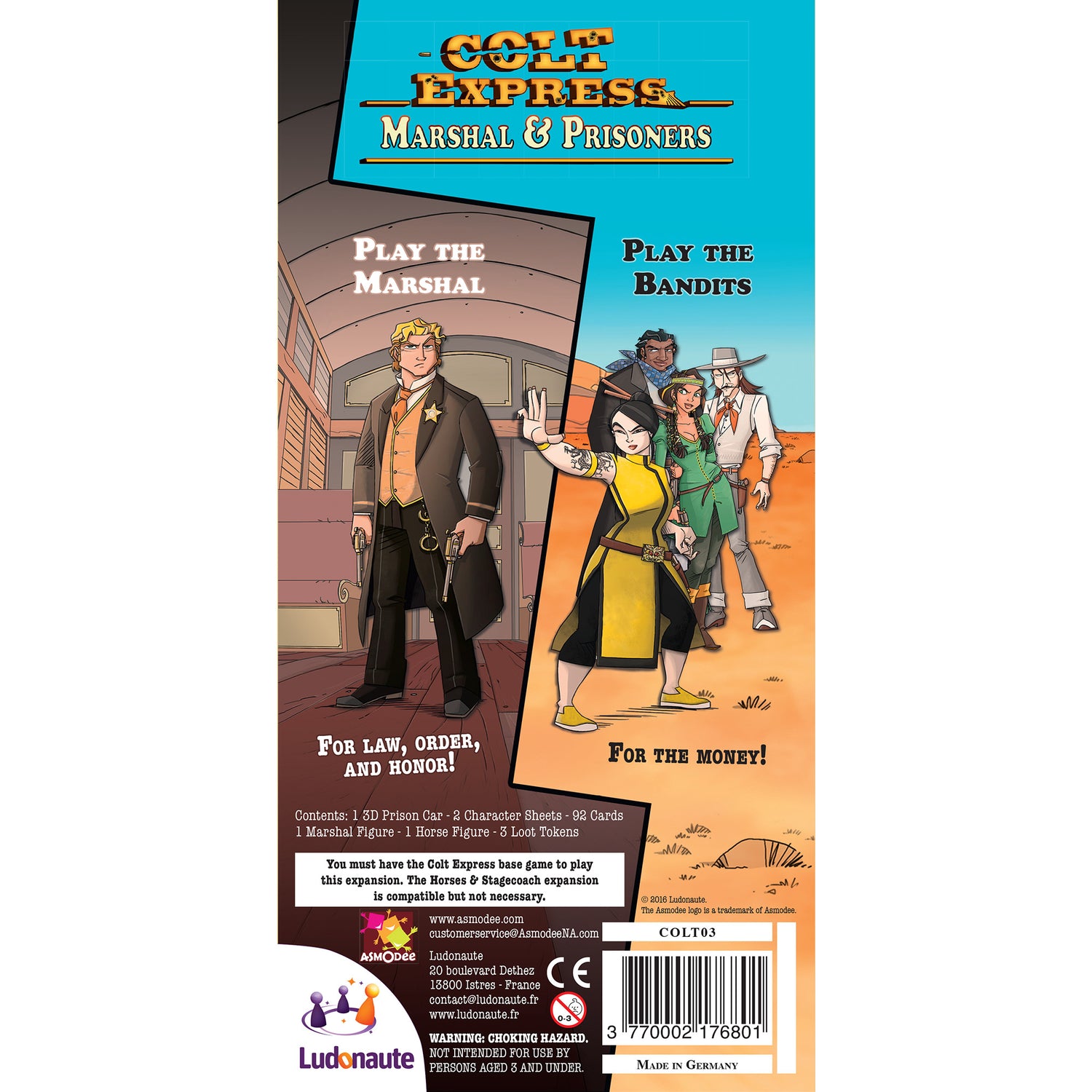 Asmodee Colt Express: Escoltas e jogo de tabuleiro de expansão de trem