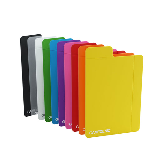 Flex Card Dividers: Multicolor Pack - collection of card dividers in assorted colors, each with the Gamegenic logo on the bottom left.