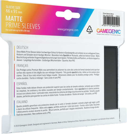 MATTE Prime Sleeves: Black Asmodee USA MATTE Prime Sleeves: Black Asmodee USA