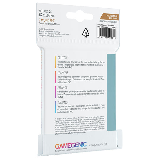 PRIME Sleeves: 7 Wonders (67 x 103 mm) Asmodee USA PRIME Sleeves: 7 Wonders (67 x 103 mm) Asmodee USA