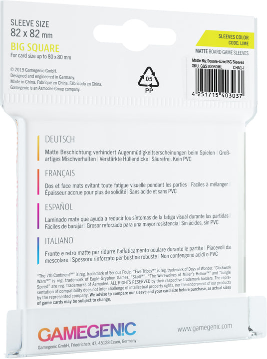 MATTE Sleeves: Big Square (82 x 82 mm) – Asmodee USA