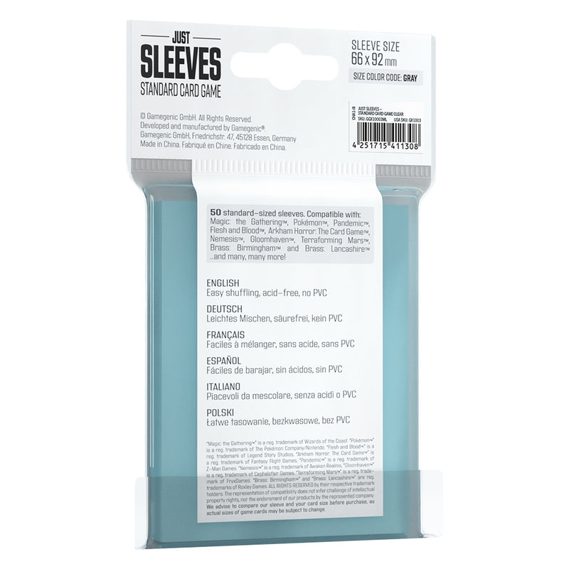 Just Sleeves - Standard Card Game Clear Asmodee USA Just Sleeves - Standard Card Game Clear Asmodee USA