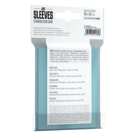 Just Sleeves - Standard Card Game Clear Asmodee USA Just Sleeves - Standard Card Game Clear Asmodee USA