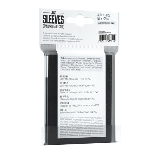 Just Sleeves - Standard Card Game Black Asmodee USA Just Sleeves - Standard Card Game Black Asmodee USA