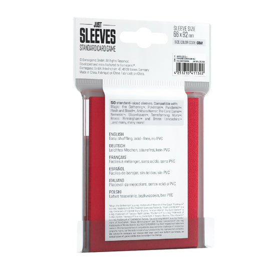 Just Sleeves - Standard Card Game Red Asmodee USA Just Sleeves - Standard Card Game Red Asmodee USA