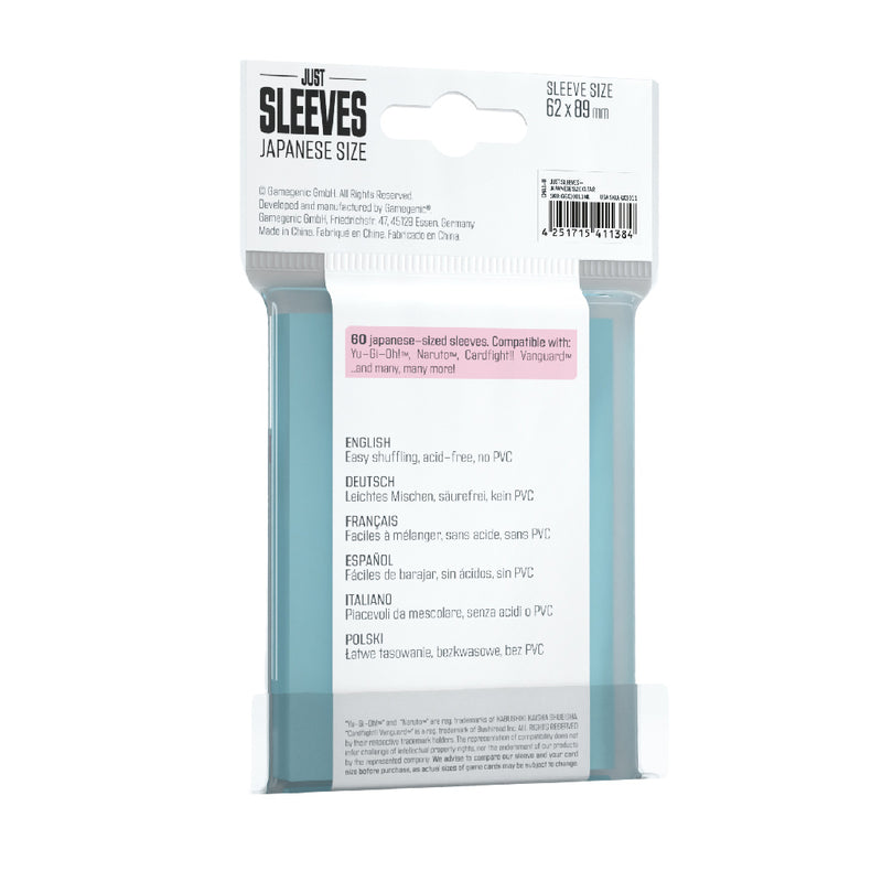 Just Sleeves - Japanese Size Clear Asmodee USA Just Sleeves - Japanese Size Clear Asmodee USA