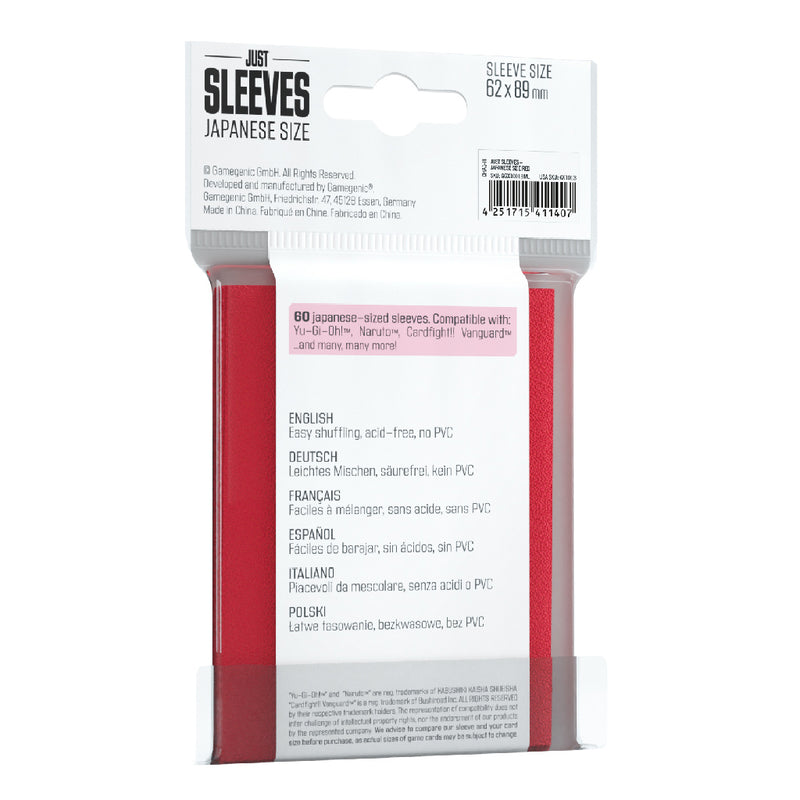 Just Sleeves - Japanese Size Red Asmodee USA Just Sleeves - Japanese Size Red Asmodee USA