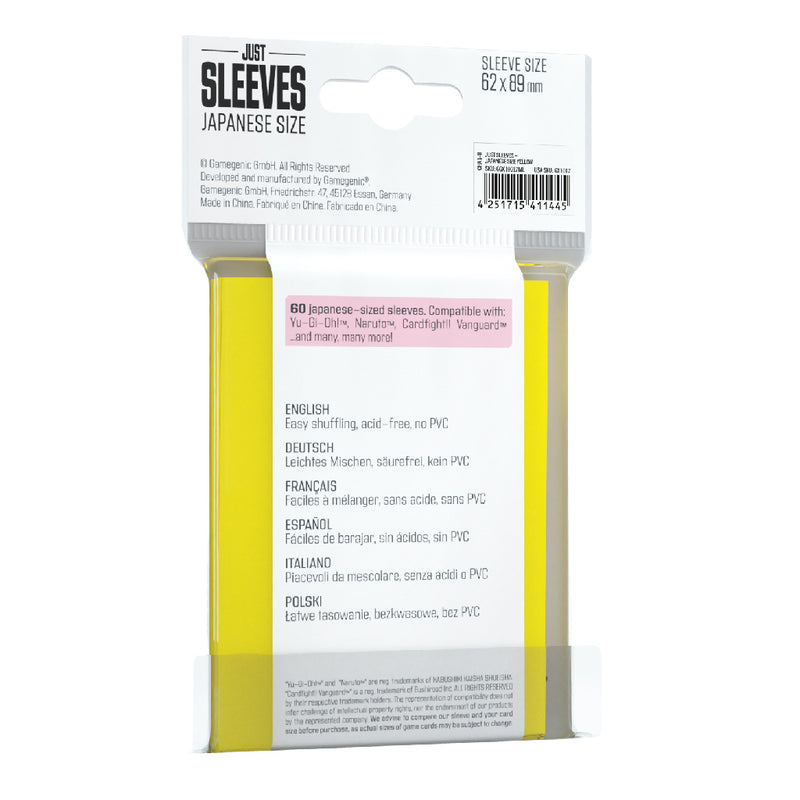 Just Sleeves - Japanese Size Yellow Asmodee USA Just Sleeves - Japanese Size Yellow Asmodee USA