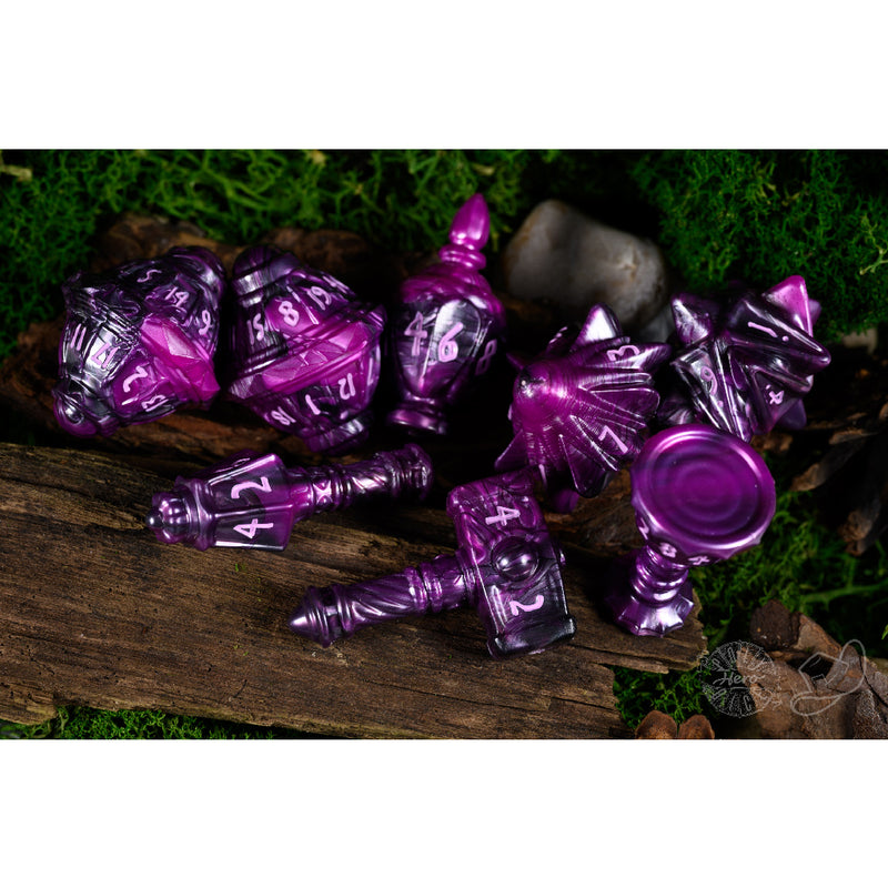 Load image into Gallery viewer, PolyHero Cleric 8 Dice Set Vile Violet
