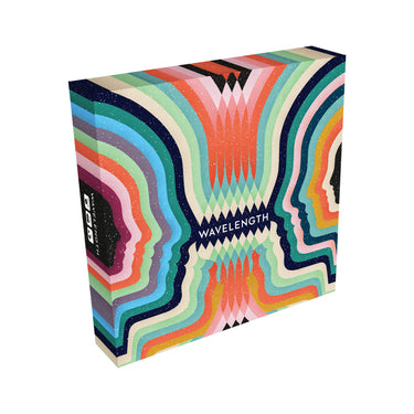 Wavelength Party Game front of box with abstract design.